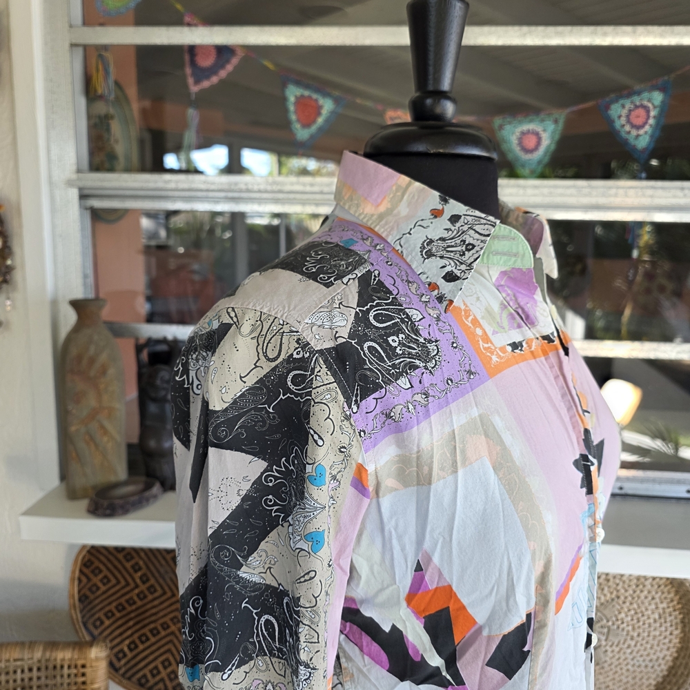 Etro Luxury Boho 44 Multicolor Patchwork Button D… - image 9